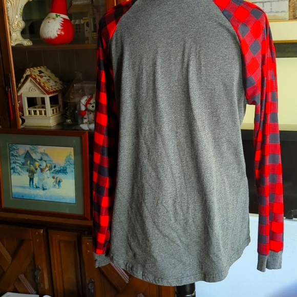 NWOT Women's Christmas Tree Plaid Tee Shirt L - Picture 4 of 7